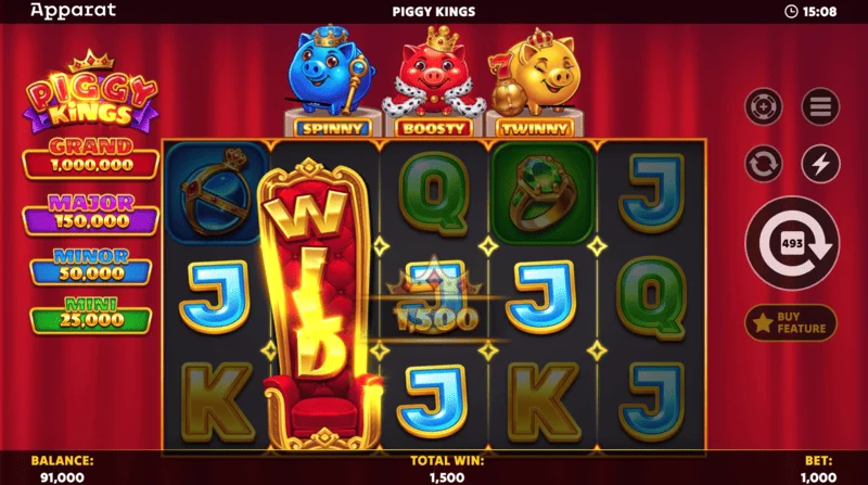 Piggy Kings – Booster Coins troch farieb na hracom poli